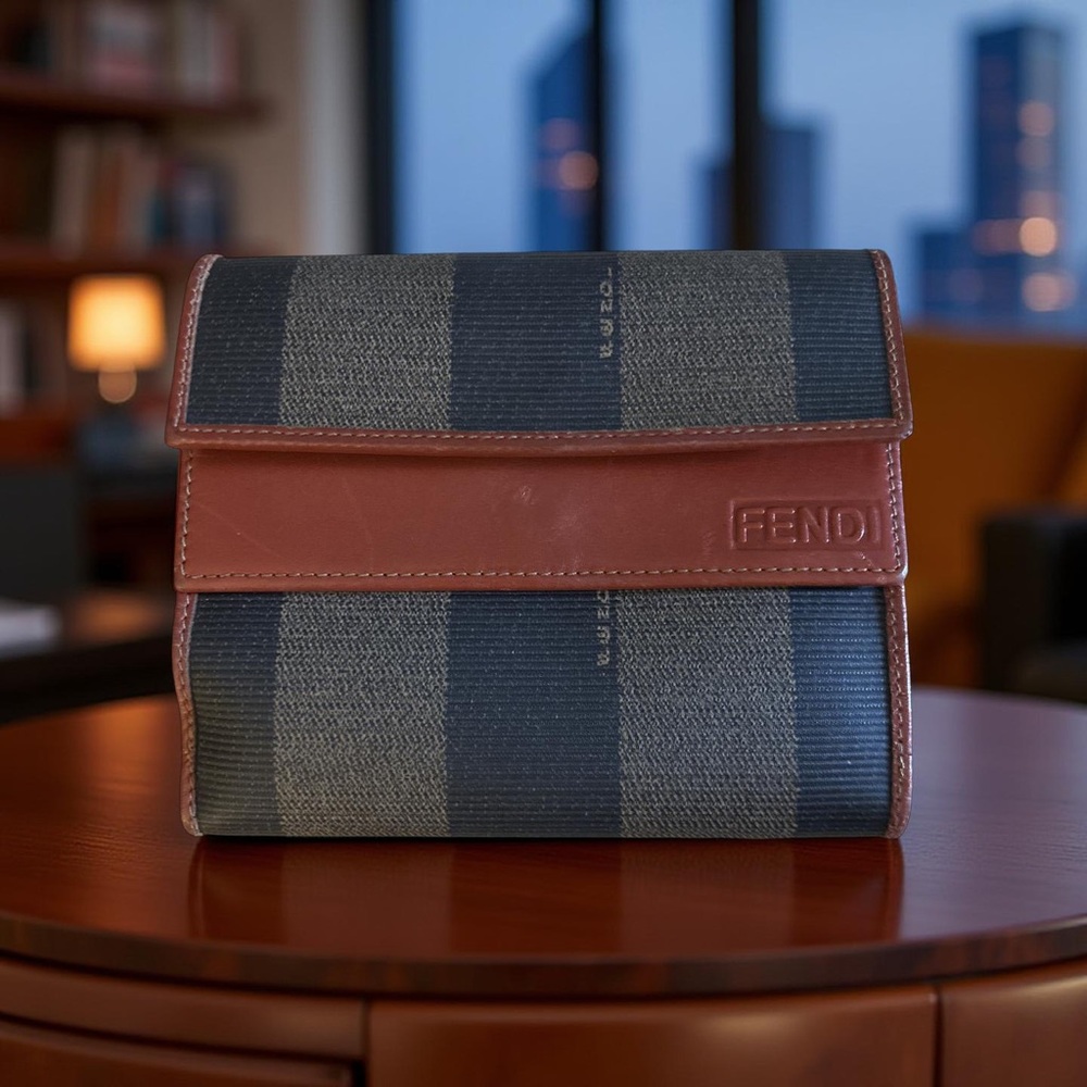 Fendi | Bags | Wallets | Vintage Pequin Tan & Brown Striped Bi-fold